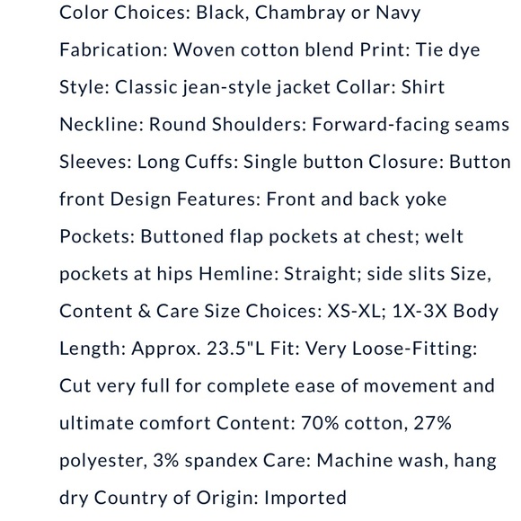 DG2 by Diane Gilman Tie Dye Denim
Printed Boxy Jacket SZ M - Picture 10 of 12